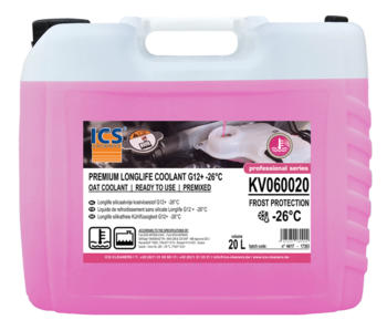 Liquide de refroidissement premium longlife -26°C G12+ premixed 20 L - bidon
Organic Acid Technology liquide de refroidissement -26°C sans silicate Liquide de refroidissement premium longlife -26°C G12+ premixed